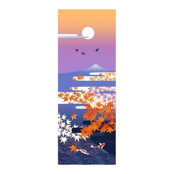 Hamamonyo Tenugui Towel - Twilight Moon - 100% Cotton, Approx. 34cm X 90cm, Printed, Raw Edge