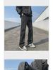Men's Black Buttoned Combat Pants - American High Street Style, Trendy Workwear for Spring & Autumn, Handsome Flared Design