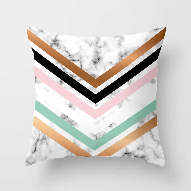 Home Decor Geometric Marble Print Sofa Cushion Decorative Pillowcase Polyester Square Throw Pillow Funda De Almohada