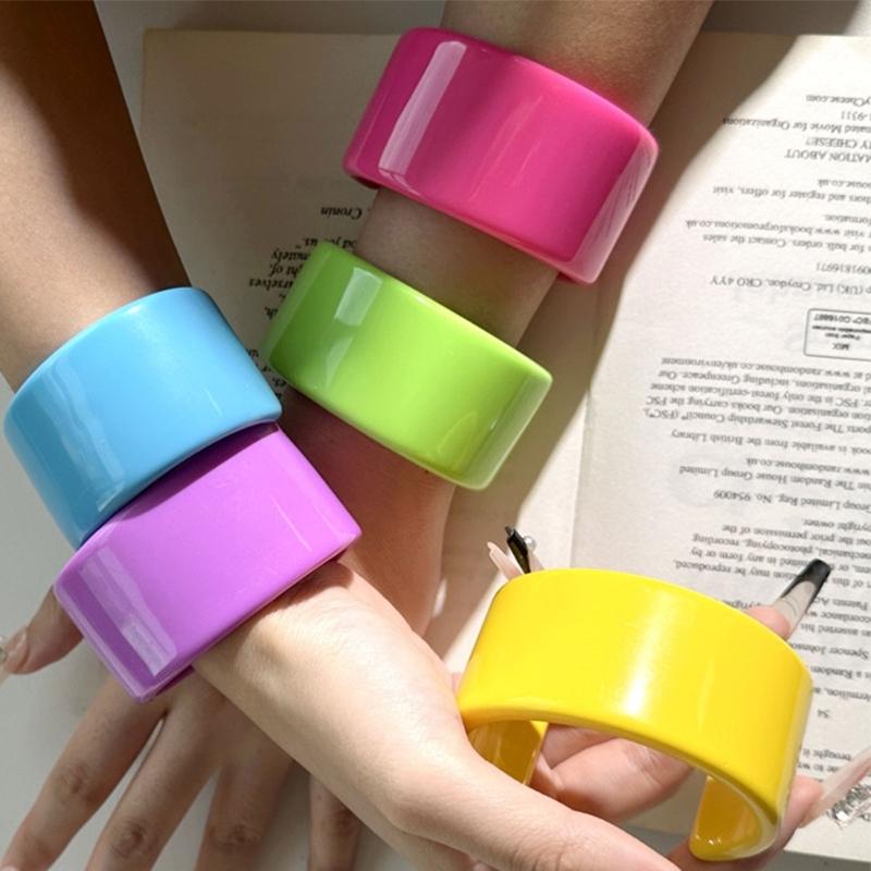 Indiase Feest Sieraden Mode Kleurrijk Stevig Hars Acryl Grote Open Armbanden voor Vrouwen Geometrie Brede Armbanden
