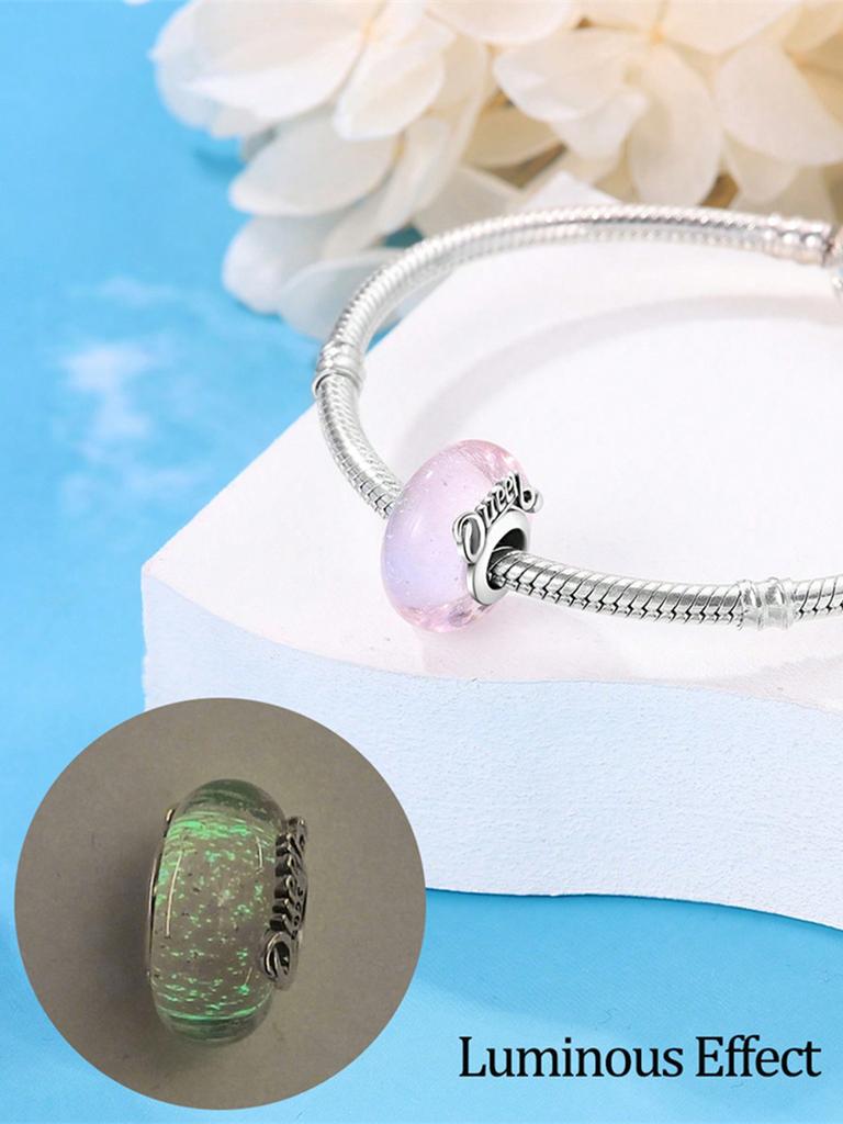 Colorful Night Light Beads Charm Copper Plated Fit Charms Copperoriginal Bracelet For Jewelry Making Diy Charm