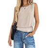 Women's Fashionable Round Neck Sleeveless Hem Pleated Casual Vest Top