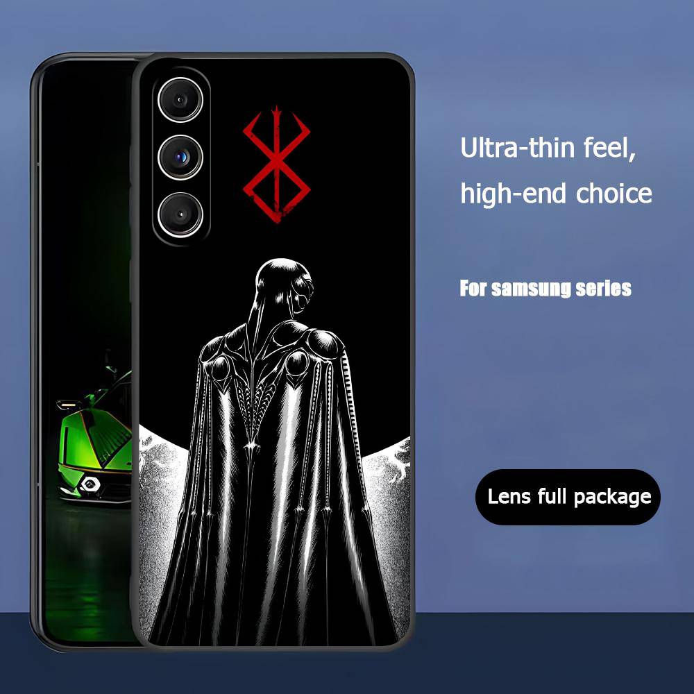 Berserk-k For Samsung Galaxy S23 S24 S25 Ultra S22 Plus S21 Black Soft Case Waterproof Soft Case
