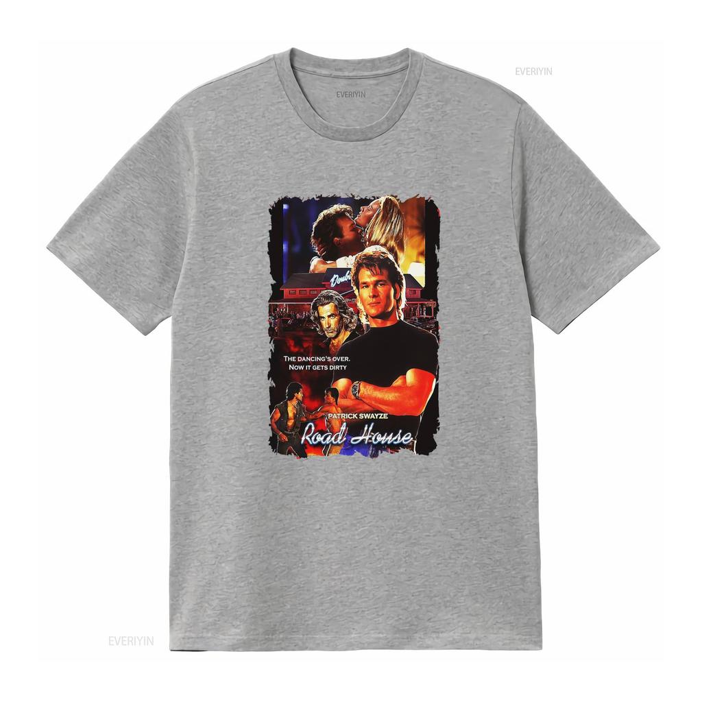 Roadhouse Patrick Swayze Movie Theme Mens Black T Shirt Available In Sizes S To 5XL Vintage Washed Graphic Breathable Slightly