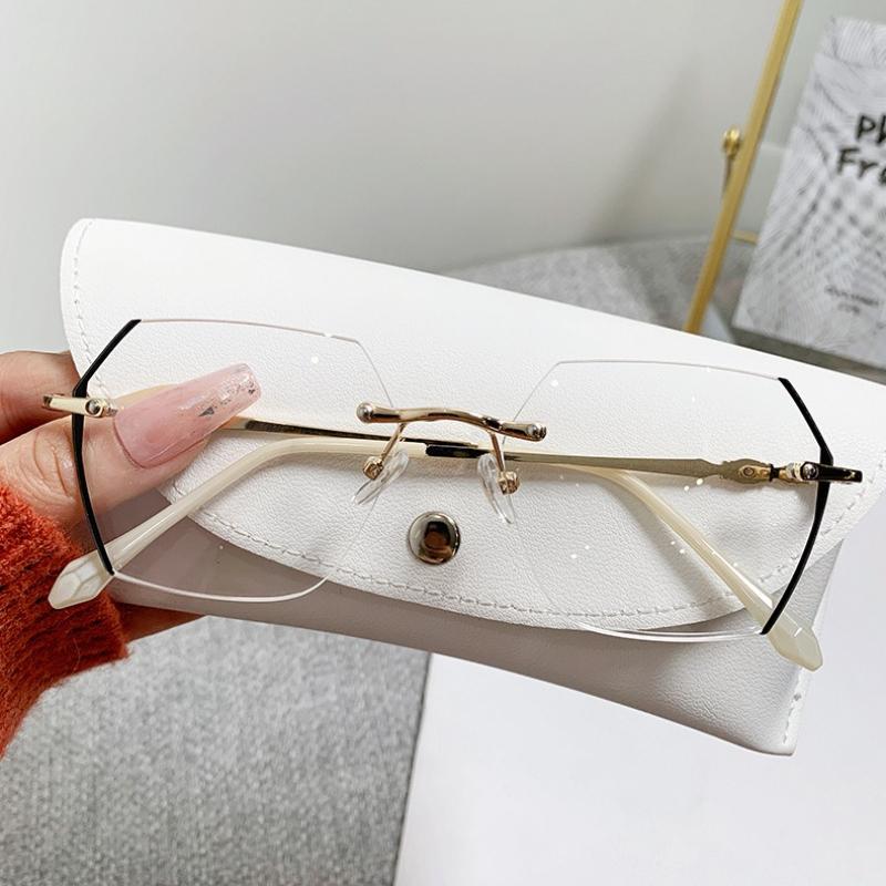 Unisex New Rimless Myopia Glasses Fashion High Definition Myopia Glasses Women'S Fashion Anti-Blue Light Glasses 0 To -4.0