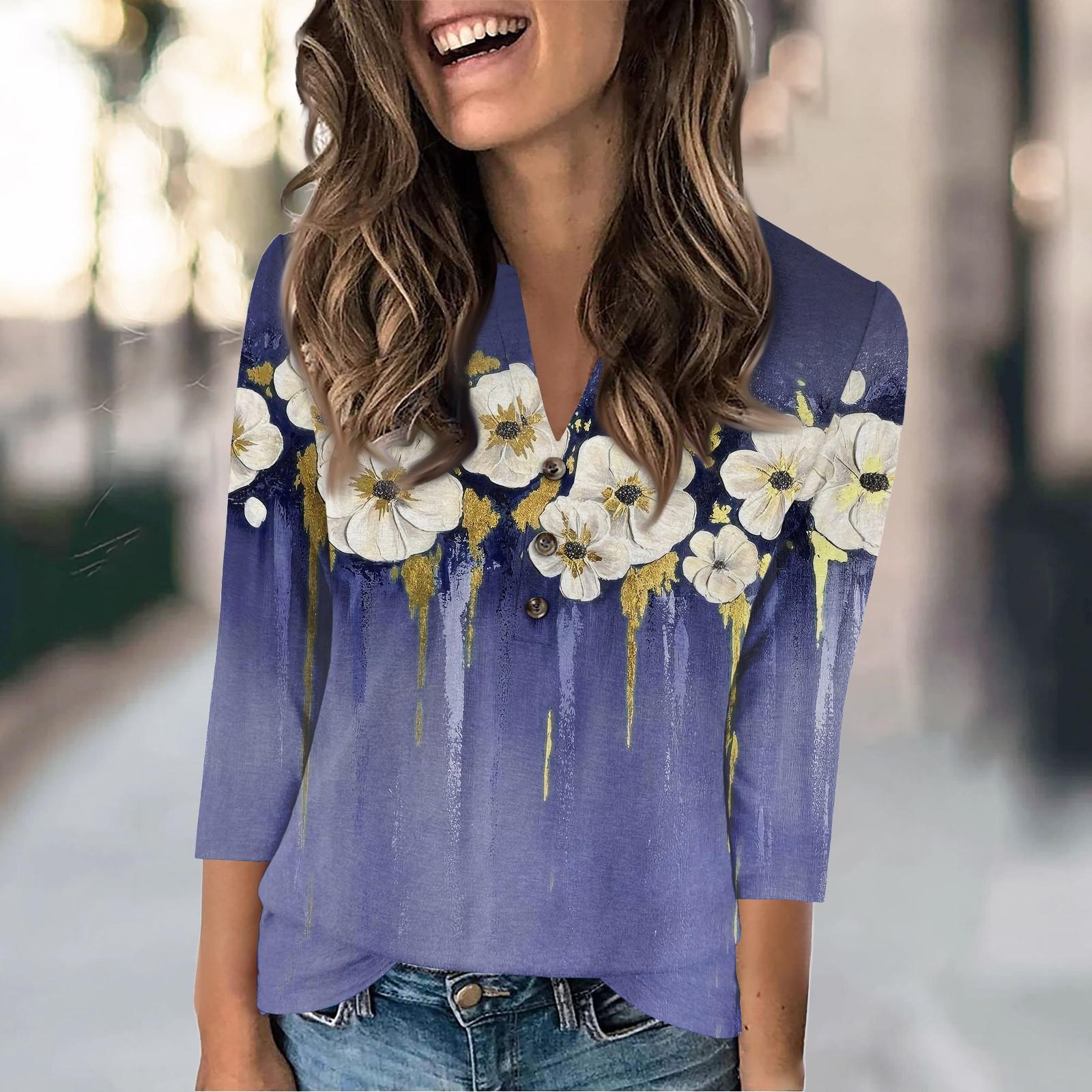 

Женская мода повседневный свободный топ с рукавом 3/4 и круглым вырезом XXXL