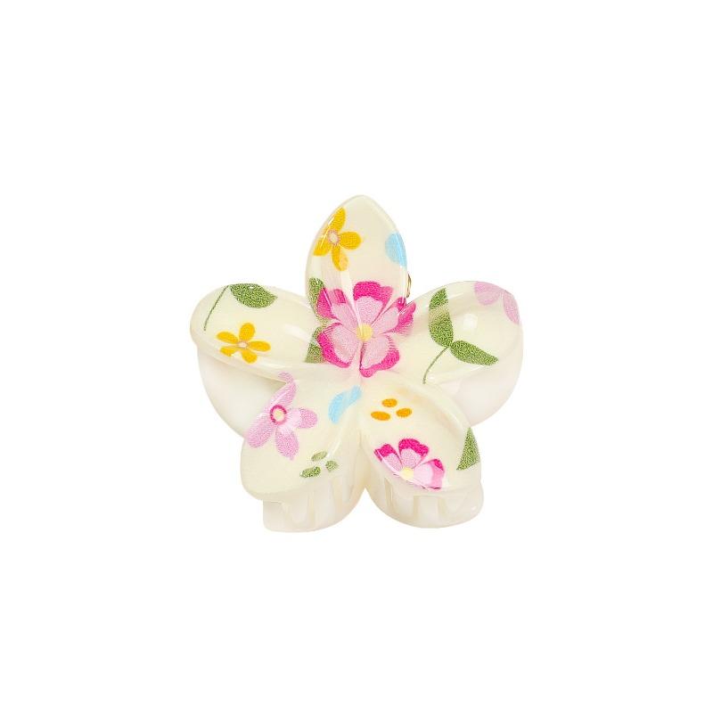 Romantic Frangipani Hair Clips with Printed Hairpins and Flower Hairpins for The Back of The Head