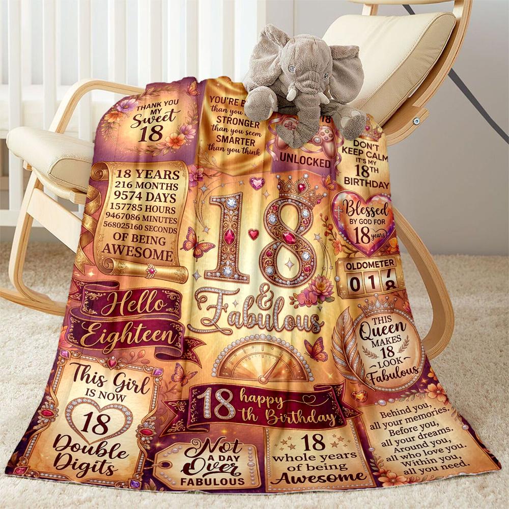 Süße 18. Geburtstags-Flaneldecke - Weich und geeignet für Sofas, Betten, Büros, Reisen, alle Jahreszeiten, tolles Geschenk für Feiertage und Geburtstage.