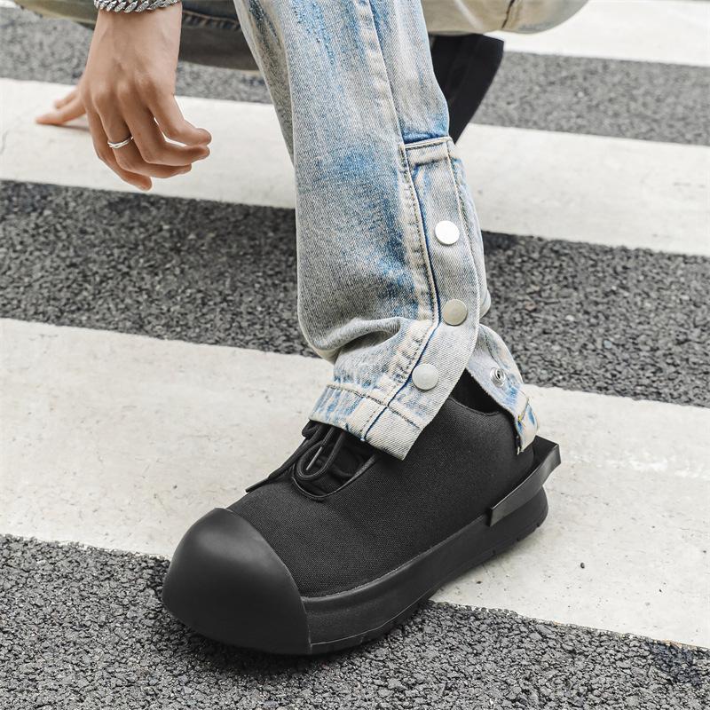 

Мужские и женские туфли-ракушки с круглым носком, нишевые, универсальные, на толстой подошве, трендовые, со скрытой платформой, папины кроссовки 44 чёрный