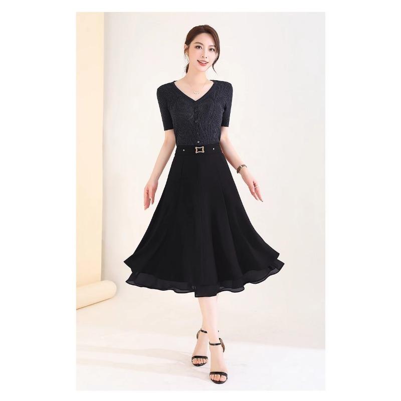 Chiffon Large-size Skirt 2025 New Draped Summer Mid-length Temperament Large A-line Skirt