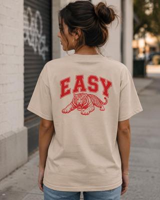 EASY Tiger Graphic T-Shirt, Vintage College Style Retro Tee