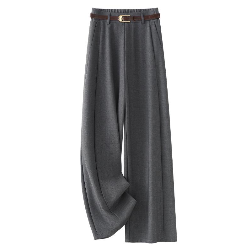 

Women s Gray Wide-Leg High-Waisted Straight-Leg Pants for Spring/Autumn 2025 XL