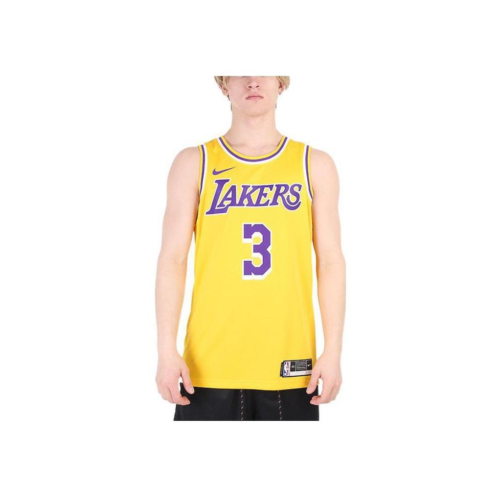 Nike NBA Anthony Davis LA Lakers Icon Edition 2020 Jersey Yellow Men Streetwear CW3669-728