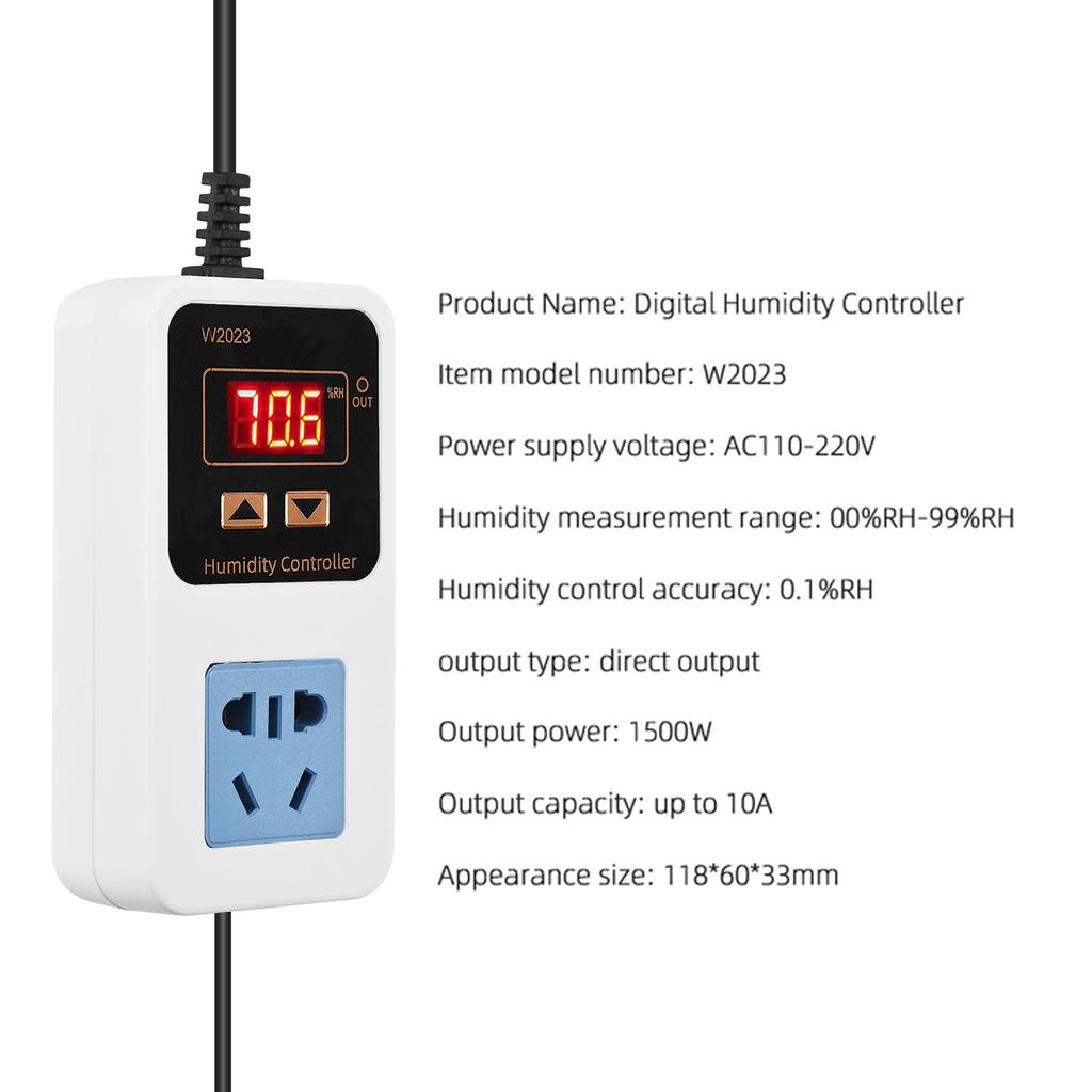 1500W 110-220V 10A Electronic Temperature Humidity Controller Socket Wall Mounted Smart Temperature Humidity Control Switch Fuel Injectors 6