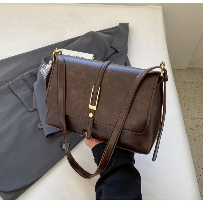 

High-end retro women s bags, large-capacity quality shoulder bags, messenger bags, trendy fashion women s bags темно-коричневого кольору