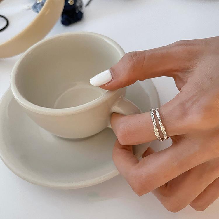S925 Sterling Silver Tin Foil Branch Ring - Women's Niche Design, Simple Ins Cold Style, Stacking Plain Band