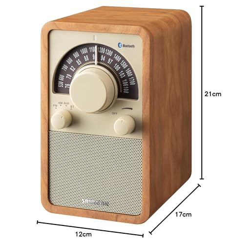 Sangean WR-304 FM/AM Radio/Bluetooth Speaker with aptX HD (Cherry) in a Wood Cabinet (Official Japanese Product)