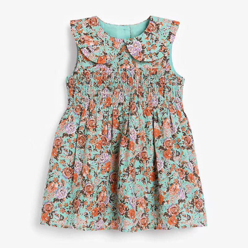 

European and American Style Floral Pure Cotton Summer Dress for Children Color 2t/90 Size Recommended Height 85-90cm
