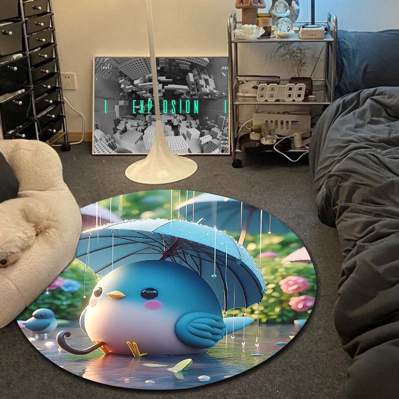 Bohemian Round Butterfly Multicolor Rug Pad, Non-Slip Floor Mat for Bathroom