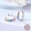 925 Sterling Silver Rainbow CZ Paved Wavy Hoop Earrings Colorful Crystal Huggie Hoops Earrings for Women Jewelry Gifts