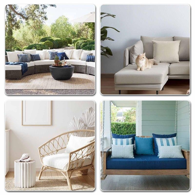 Custom Waterproof Fabric Seat & Back Cushions - UV-Resistant, Quick-Dry - for Patio Furniture, Garden Benches, Poolside Loungers