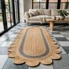 Natural Jute Rug Handmade Braided Area Rug Boho Farmhouse Floor Carpet Living Room Bedroom Rug