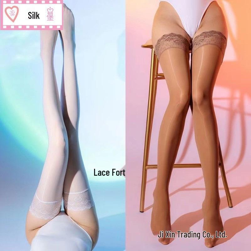 Silky Shiny Lace Silicone Non-Slip Long Thigh-High Stockings