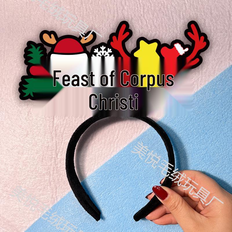 

Merry Christmas Eve & Birthday Headband with Festive Atmosphere Text Pattern