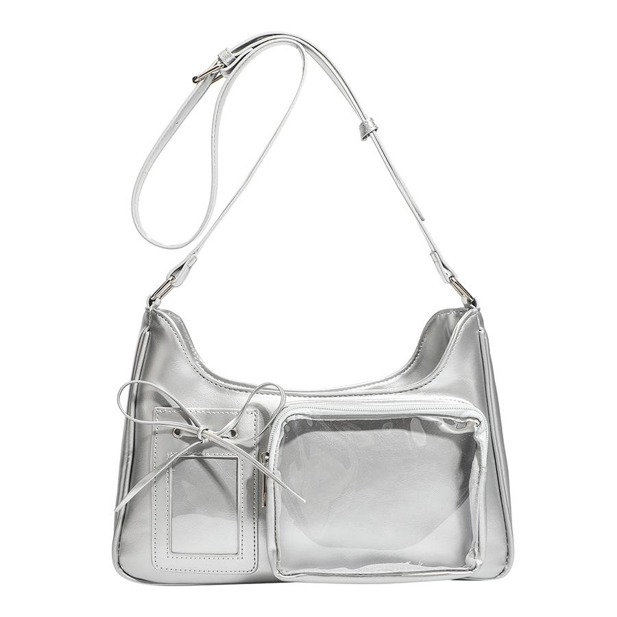 

Y2K Japanese Harajuku Underarm Bags for Teenage Girls Summer Transparent Itabag Crossbody Bag DIY Badges Display Plate Ita Bags 30x8x21cm серебряный