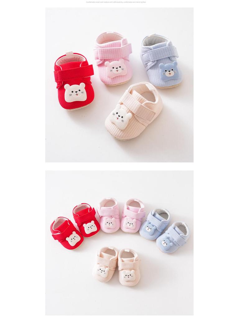 Soft Sole Spring & Autumn Baby Walker Shoes: Cartoon Lace-Up, Anti-Slip, Cloth Front for 6-12 Months