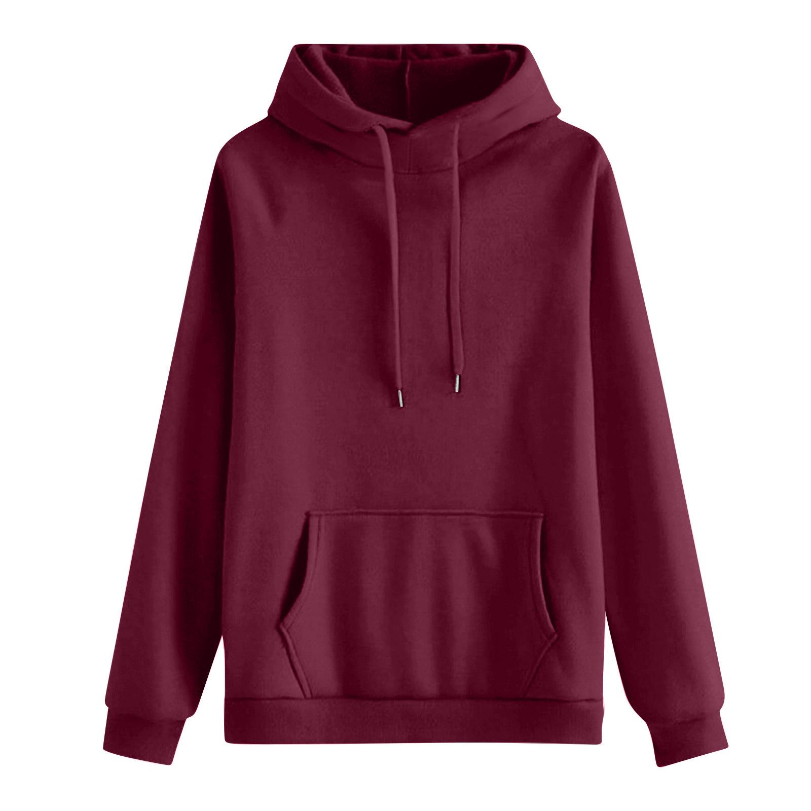 

Женский повседневный свитшот с круглым вырезом и длинными рукавами, однотонный M винный