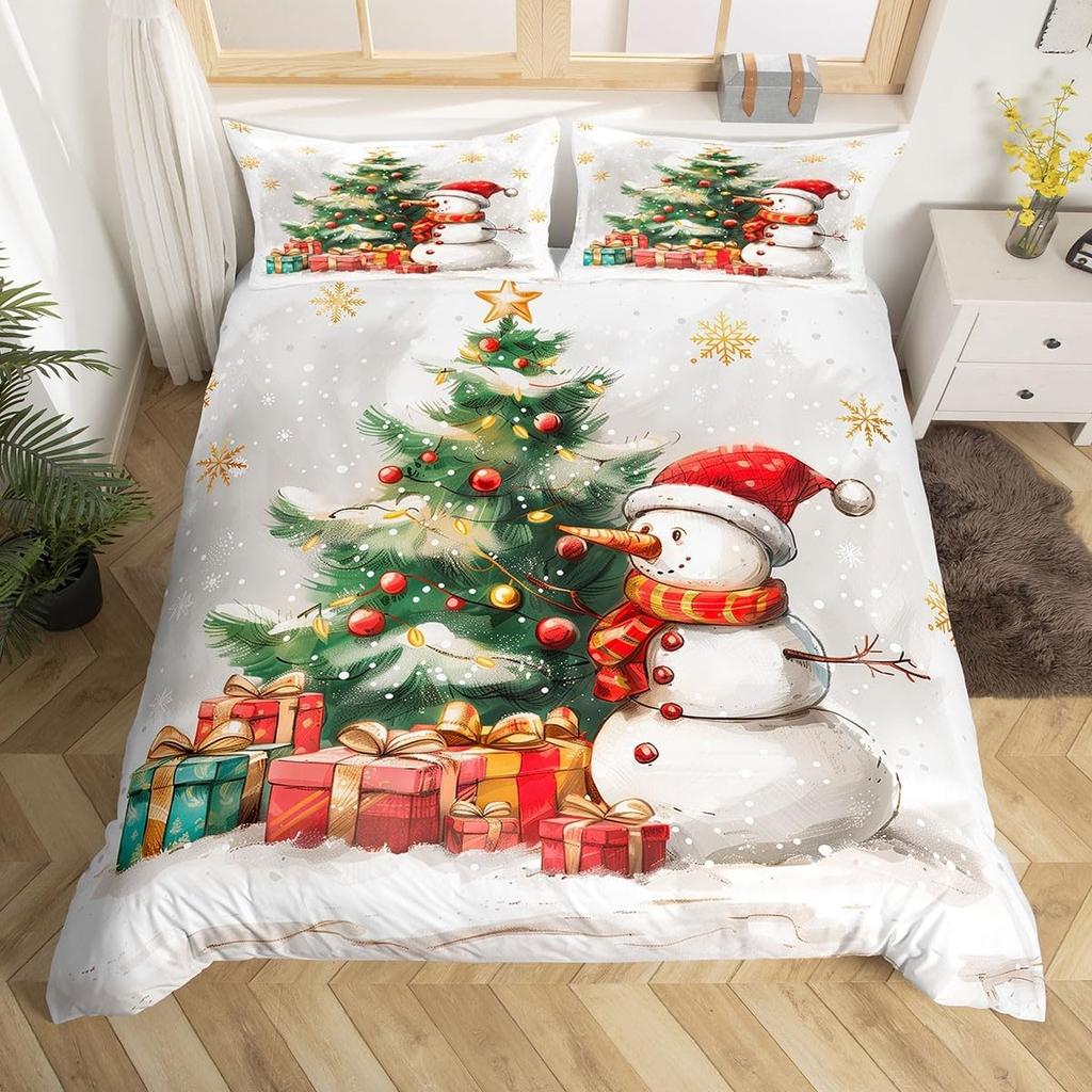 Christmas Tree Duvet Cover Set Queen King Size Botanical Pattern Quilt Cover Bedding For Kids Girls Teens Room Deco 3 Piece Set