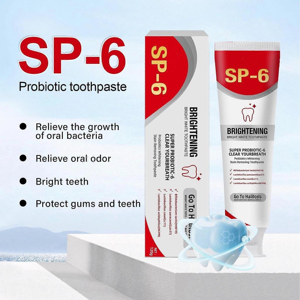 sp-6 Ultra whitening Toothpaste, 4PCS Super Probiotics Bright White Toothpaste for Stain Removing, Fresh Breath & Teeth Health (480g)