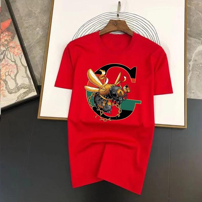 Luxury King Bee Brand Printed T Shirt Oversized Harajuku T-Shirt Men's Summer Hip Hop Streetwear 100% Cotton Loose Top Tees