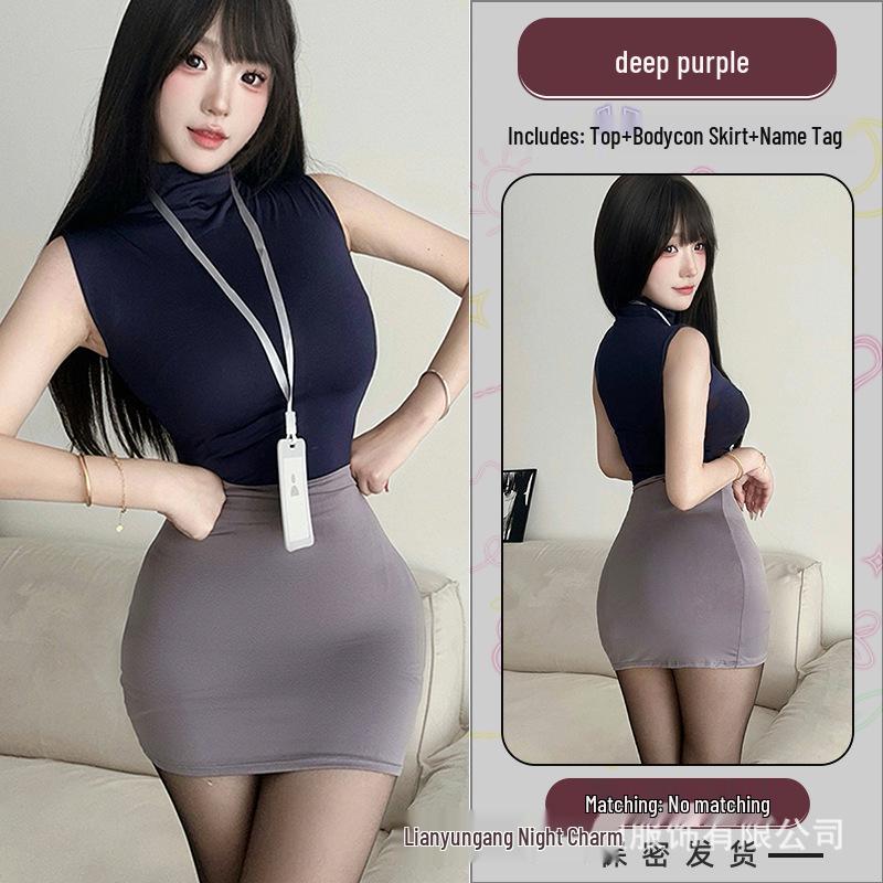 

Зрелая Сестра Офисный Шик Секретарская Униформа Бодикон Юбка Костюм Учительницы One Size (Fits 80-130 lbs)