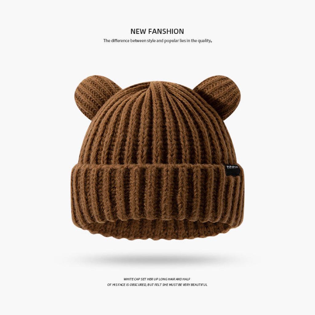 Winter Striped Hat Womens Knitted With Ear Protection And Plush Lining For Enhanced Warmth
