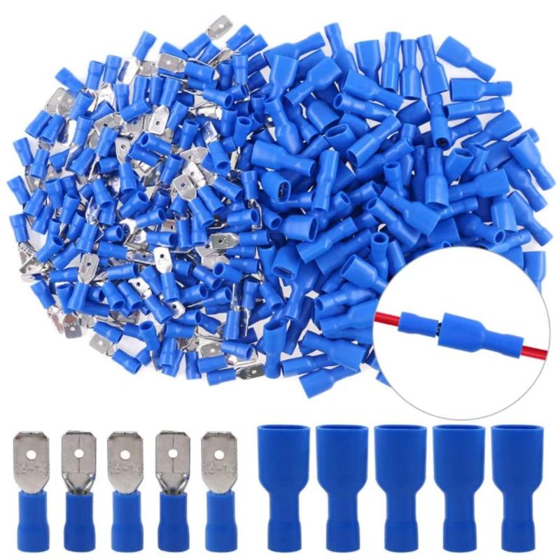 50 Pairs Electrical Insulated Wire Connectors Kit Blue Red Yellow Spade Quick Disconnect Connector Crimp Cable Terminals