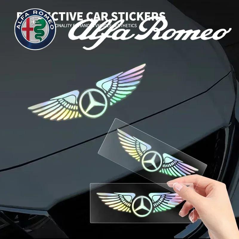 Car Logo Angel Wings Decoration 3D Reflective Waterproof Sticker for Mercedes Benz W212 W204 W211W168 W213 W205 W210 W108 W124