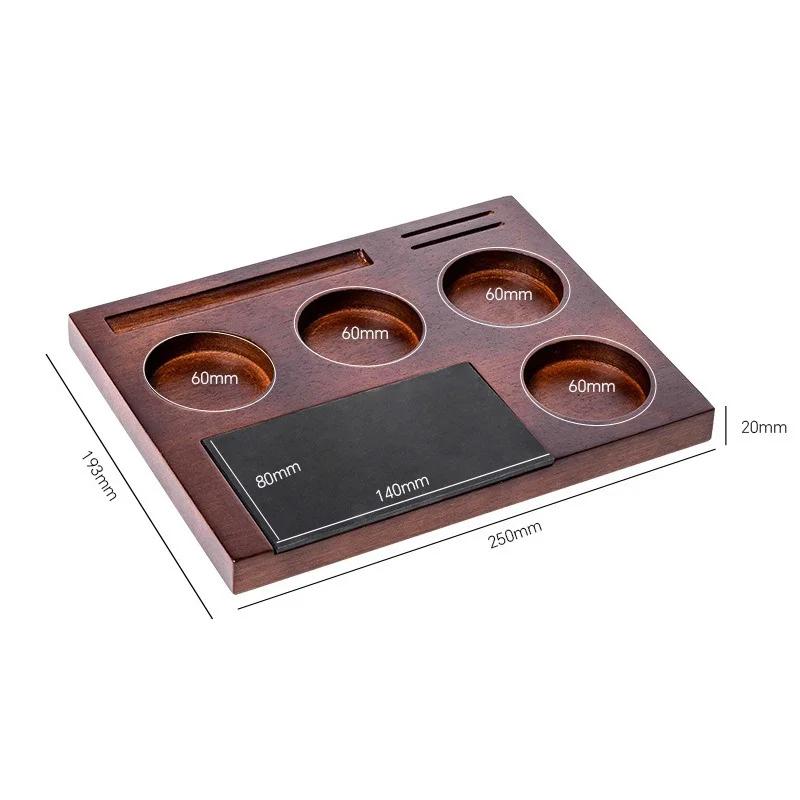 JUSTINLAU 51-58MM Coffee Tamper Station Stand Wooden Coffee Organizer Box for Portafilter Distributor&Puck Screen Coffee Tools