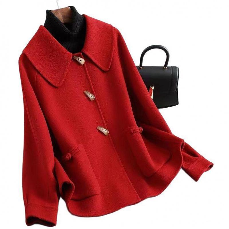 Double-sided Woolen Coat Women's Short Korean Style Loose Large Size Spring Autumn Winter Thick Double-sided Woolen Coat