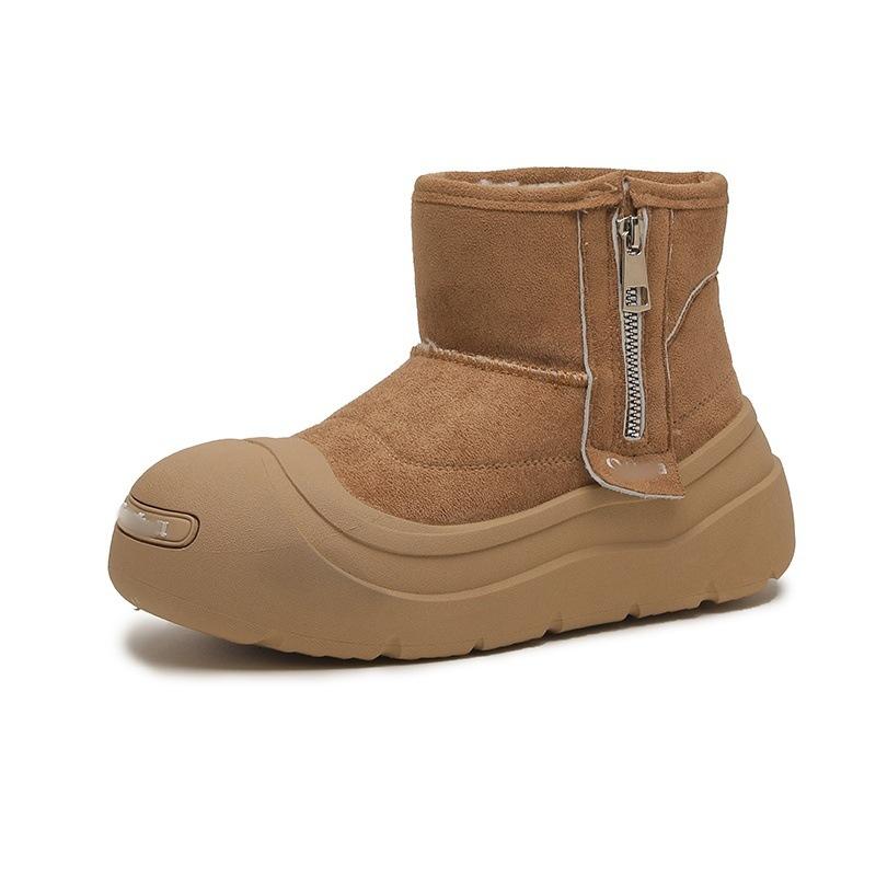 Small thick-soled snow boots, piled and thickened warm snow cotton shoes, big cotton boots.