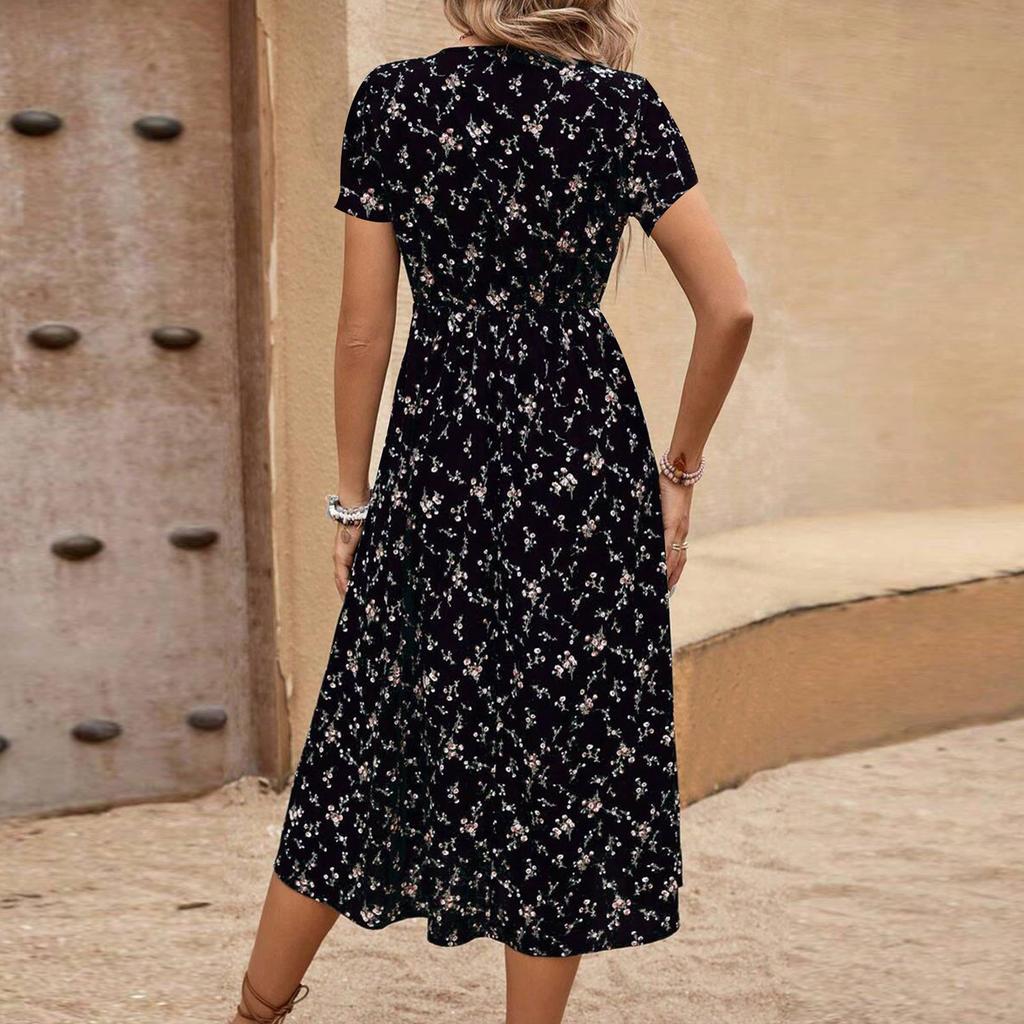 Women's Long Dress Maxi Dress Casual Dress Chiffon Dresses Swing Dress Casual Mature Outdoor Daily Date Ruffled Short Sleeve V-neck Dress