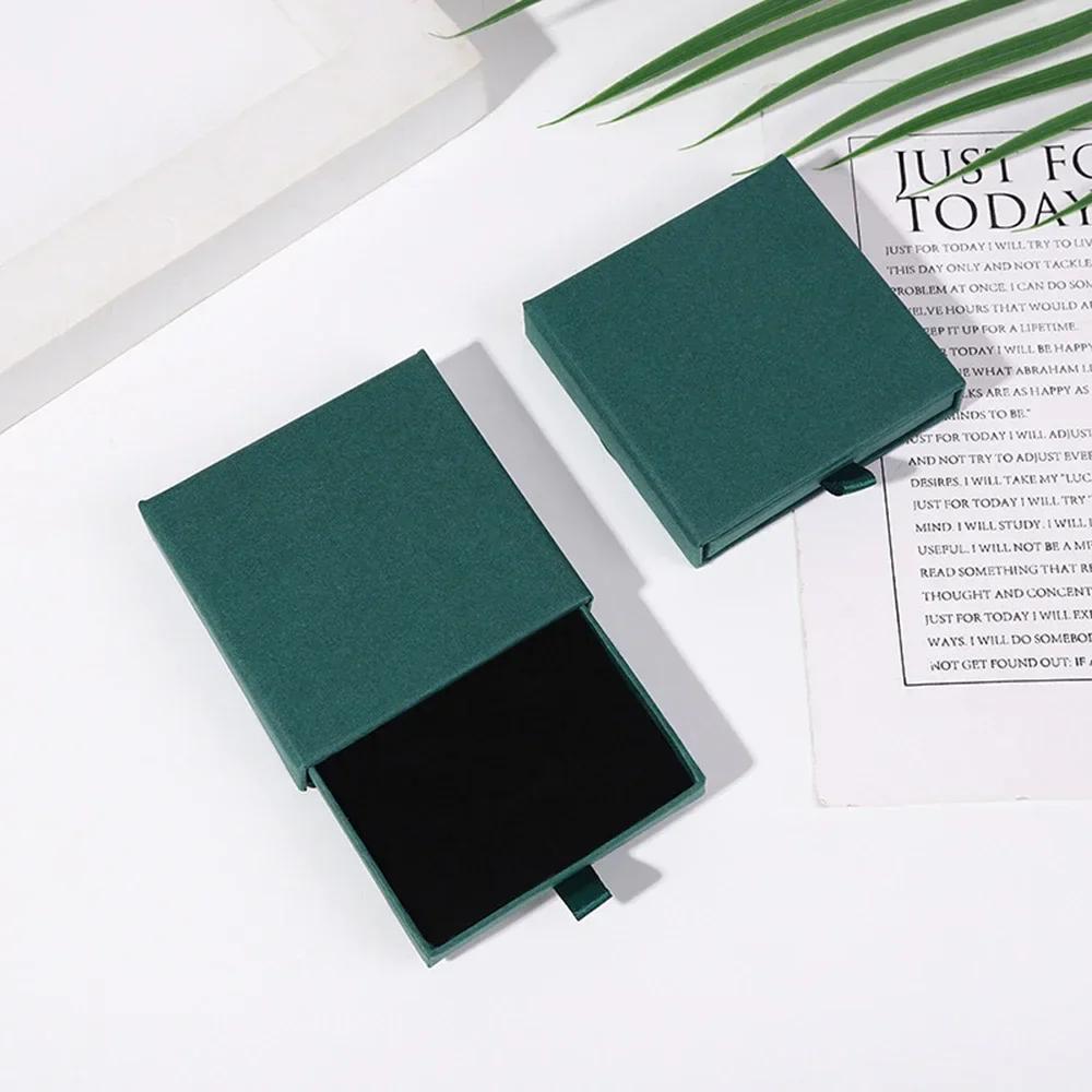 Thick Kraft Paper Drawer Jewelry Set Packaging Box Ring Necklace Bracelets Earring Gift Case Container With Sponge Inside