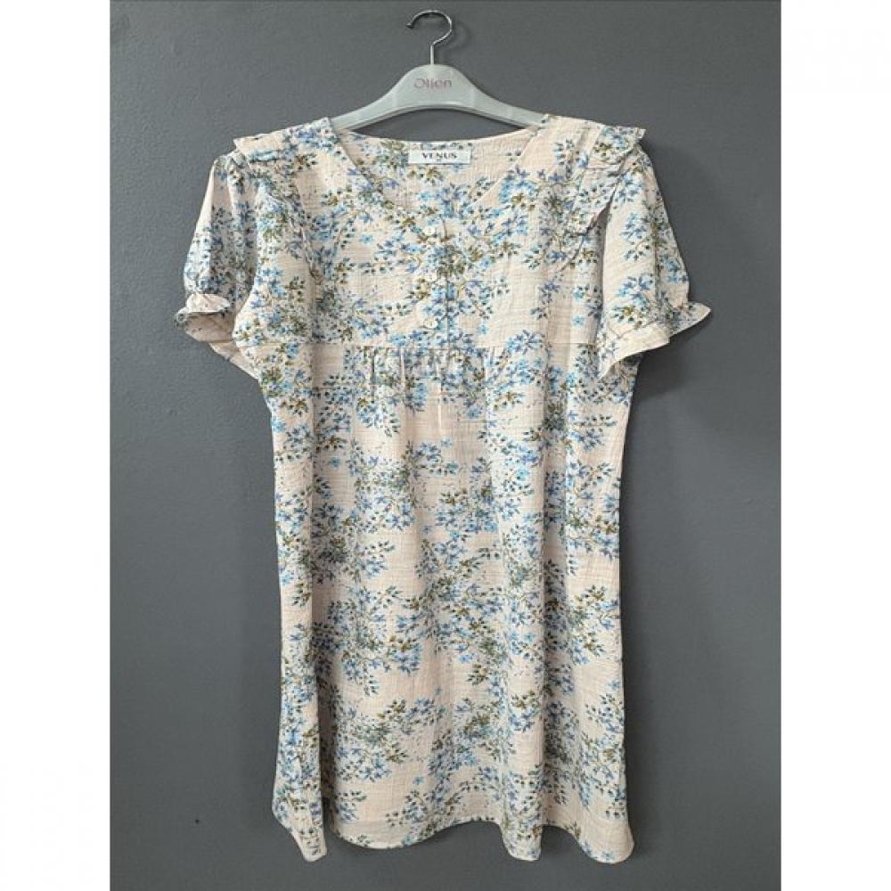 Venus Blue Floral Print Dress Pajamas Vevs126l 85