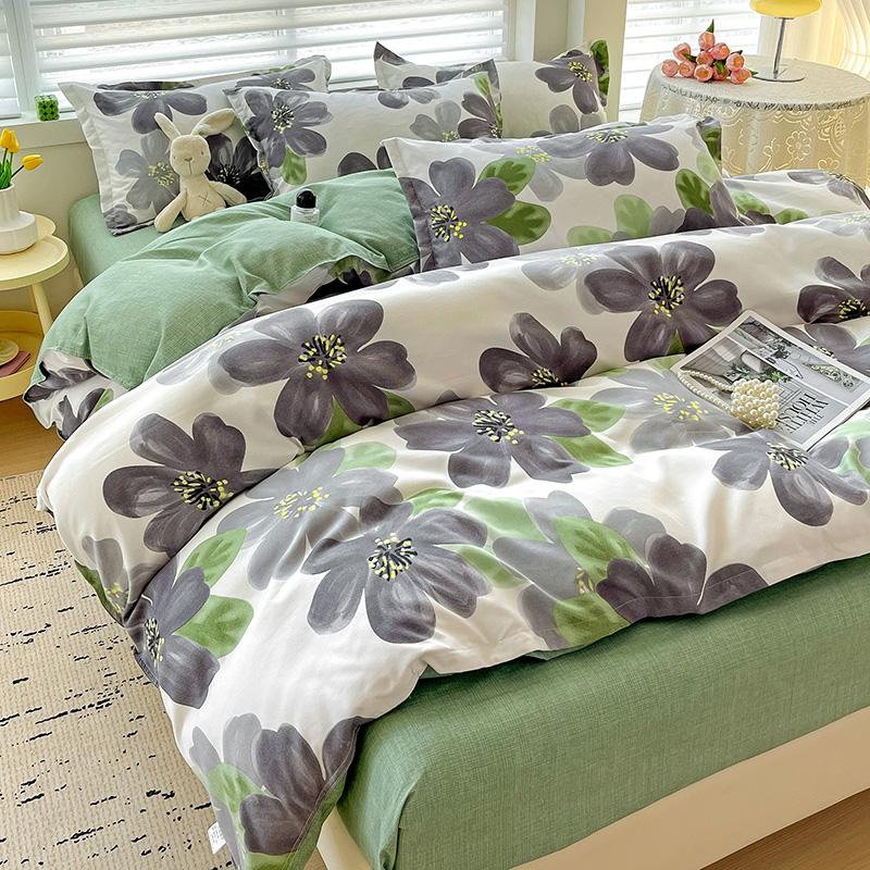 4pcs, 100% cotton bedding set, four piece sheet set comfort set girly fresh style couple bed comforter set