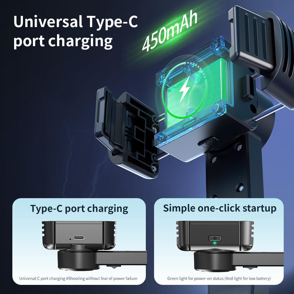 Mini 1-Axis Gimbal Selfie Stick Tripod Stabilizer 158-695mm AI Auto Balance Gimbal for Smartphones Vlog ABS Aluminum