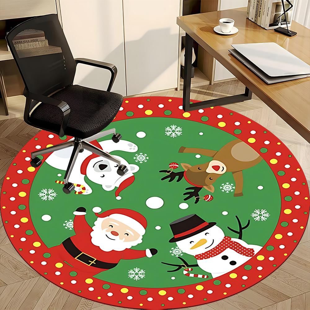 1pc Christmas ornaments Chair Carpet for Office, Soft, Non Slip Polyester Mat, Office, Entryway, Living Room, Bedroom