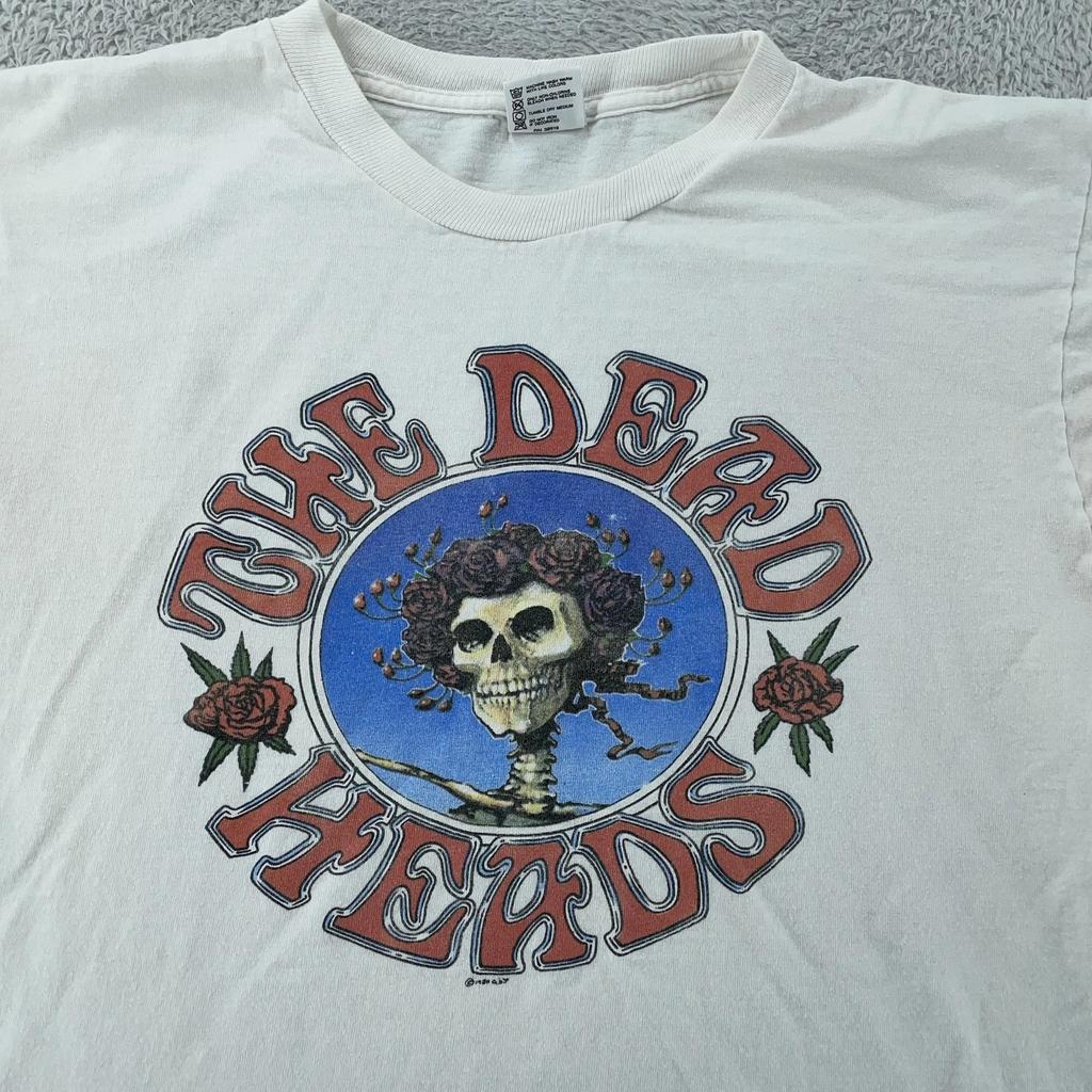 Vintage Grateful Dead Shirt Herren L Weiß Skelett Rosen T-Shirt Rockkonzert 90er