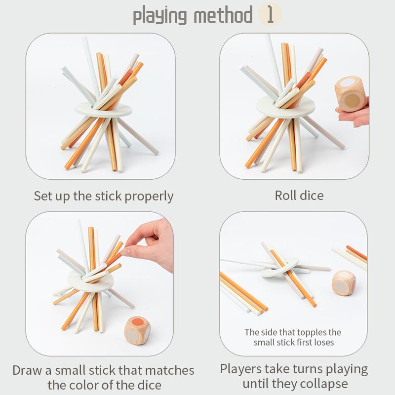 Kids Balance Tower Pick Up Wooden Sticks Social Board Game Logic Thinking Challenge Brain Game Math Count Intellectual Toy Gift