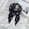 Black And White Letter Long Silk Scarf, Spring Retro Professional Changeable Decorative Scarf, Versatile Temperament Streamer